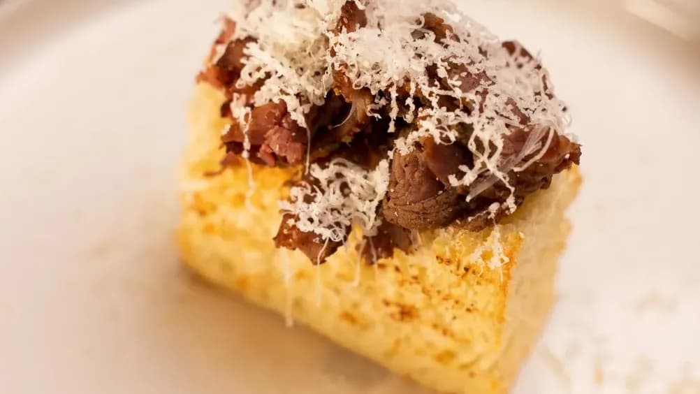 Braised beef cheeks oon brioche bread