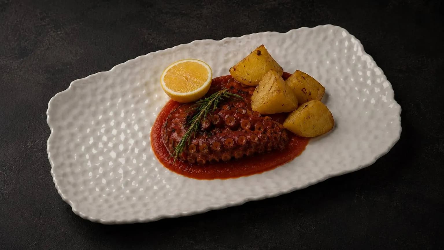 Patates ve ıspanaklı ahtapot dokunaçları