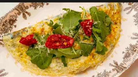Ispanaklı ve mantarlı omlet