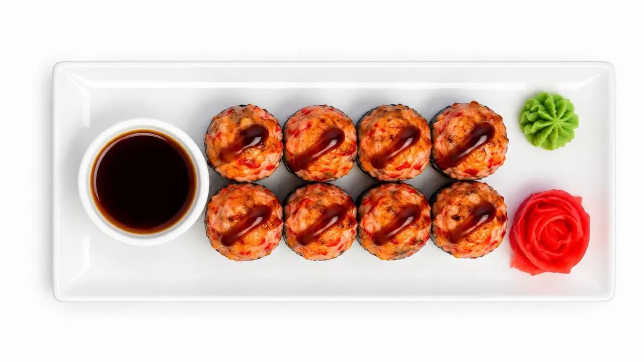 Baked roll with spicy salmon