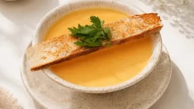 Cheese soup with smoked chicken