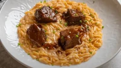 Orzo with beef cheeks