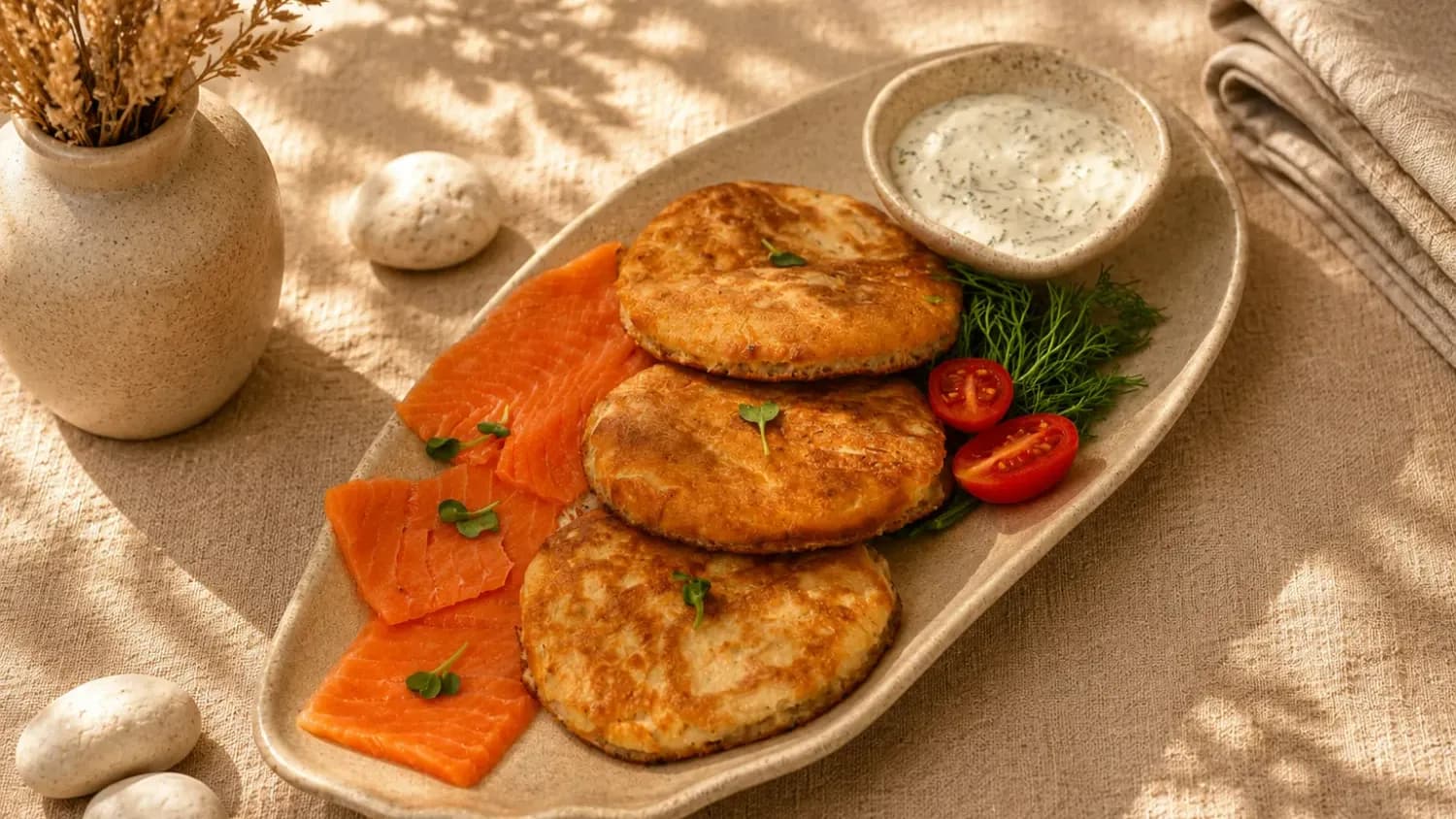 Zucchini Fritters with Salmon